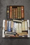 Two boxes of books to include History interest and a selection of antique books such as The