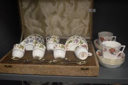 Early 20th century Royal Worcester Walker and Hall cased canteen of coffee cups in the Virginia