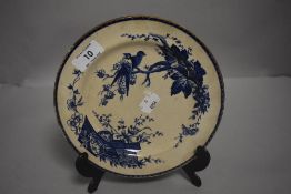 An early Victorian Stanley creamware plate with bird and crest design