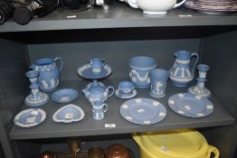 A selection of Wedgwood Jasper wares in traditional pale blue