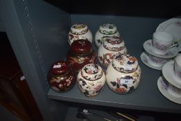 A selection of modern ginger jars including Carlton ware and Masons