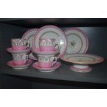 A Victorian ceramic breakfast tea set in a Sunderland lustre design with hand decorated porcelain