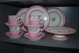 A Victorian ceramic breakfast tea set in a Sunderland lustre design with hand decorated porcelain