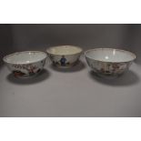 Three early 19th century Chinese porcelain tea slop bowls two being AF