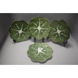 Four Portuguese Majolica style cabbage plates