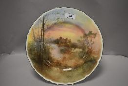 A Royal Doulton J Hughes hand decorated plate with scenes of Linlithgow Castle, no128