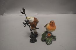 Two modern bird studies including a Royal Worcester Robin figure