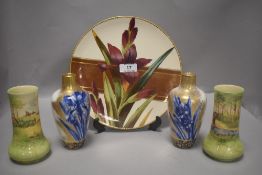 A selection of Royal Doulton ceramics including a pair of Springtime pattern vase and Iris pattern