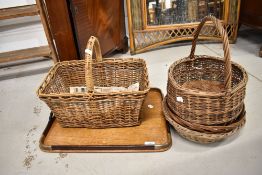 A selection of baskets and tray