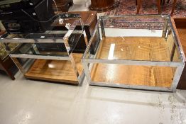 A vintage chrome and laminate coffee table and hifi unit