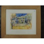 Hilary Carr, (contemporary), a mixed media painting, Italian landscape, signed and attributed