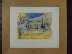 Hilary Carr, (contemporary), a mixed media painting, Italian landscape, signed and attributed