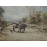 William Manners, (1860-1930), a watercolour, Horse and Cart on Levens Road Westmorland, signed and