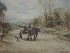 William Manners, (1860-1930), a watercolour, Horse and Cart on Levens Road Westmorland, signed and