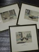 N Fielding, (19th/20th century), six re-print engravings, cock fighting, inc Set Too when cock meets
