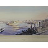 Alan Bengal Charlton, (1913-1981), a watercolour, Valletta Malta, signed, 21 x 36cm, mounted, 38 x