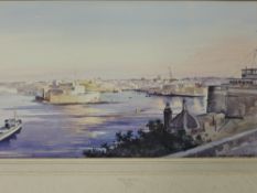 Alan Bengal Charlton, (1913-1981), a watercolour, Valletta Malta, signed, 21 x 36cm, mounted, 38 x