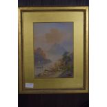 G Hines, (19th/20th century), a pair of watercolours, Scottish loch scenes, 26 x 18cm, gilt effect