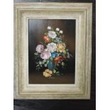 R Rosini, (20th century), an oil painting on copper, still life, signed, 23 x 16cm, framed, 34 x