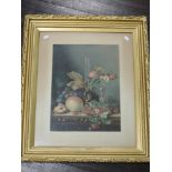 Pears, (19th/20th century), after, a print, still life, 41 x 31cm, mounted gilt plaster framed and