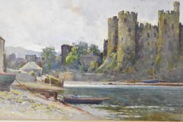 Clara Knight, (1861+), a watercolour, harbour castle, signed, 20 x 36cm, mounted framed and