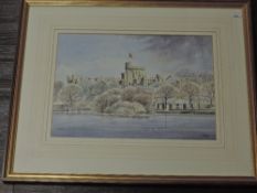 Griff Griffiths, (20th century), a watercolour, Windsor Castle winter, signed, 27 x 37cm, mounted