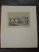 Ronald Basil Emsley Woodhouse, (1897+), an etching, Old Lancaster, signed, 17 x 23cm, mounted framed