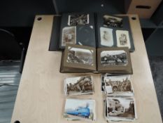 Two vintage Postcard Albums containing Real black & white Photographs, Local Interest, Street