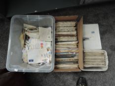A box of GB & World First Day Covers and a box of GB & World Kiloware