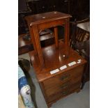 A Victorian mahogany three drawer side cabinet and a reproduction occasional table