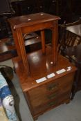A Victorian mahogany three drawer side cabinet and a reproduction occasional table