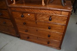 A Victorian mahogany chest of one secret over two short over three long drawers