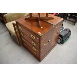 A pair of modern oriental campaign style chests with fold over tops