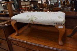 A Queen Anne STYLE upholstered footstool