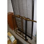 A Victorian brass single bed stead with metal sprung base