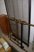 A Victorian brass single bed stead with metal sprung base