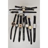 Ten ladies/girls fashion watches, all with black straps, including Sekonda.