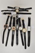 Ten ladies/girls fashion watches, all with black straps, including Sekonda.