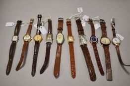 Ten ladies/girls fashion watches all with brown straps, including one Sekonda.