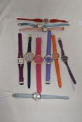 Ten girls/ladies bright coloured watches