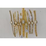 Ten ladies watches having gold tone straps, including Sekonda.