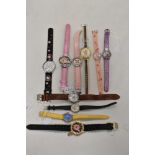 Ten ladies/girls watches including Disney and Hello Kitty.