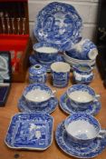 A selection of modern Spode Italian pattern blue and white wares including tea cups and saucers,