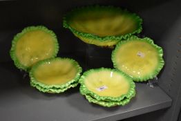 A set of modern Seyei cabbage form salad dishes and serving bowl