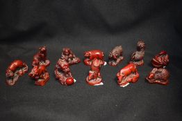 A set of twelve Chinese resin cast figures of the Zodiac calendar