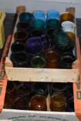 Two boxes of Victorian and later glass tea or garden lights