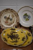 A selection of cabinet display plates including Widsor Wild Turkeys, Royal Worcester A.H