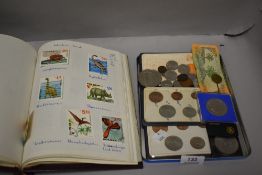 A selection of collectable coins and currency