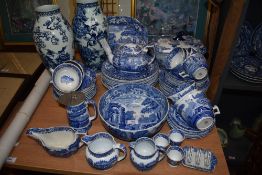 A selection of Spode Italian pattern blue and white dinner and tea wares