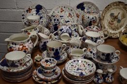 A fine selection of Late Victorian Allertons Gaudy Welsh pattern tea and dinner wares including